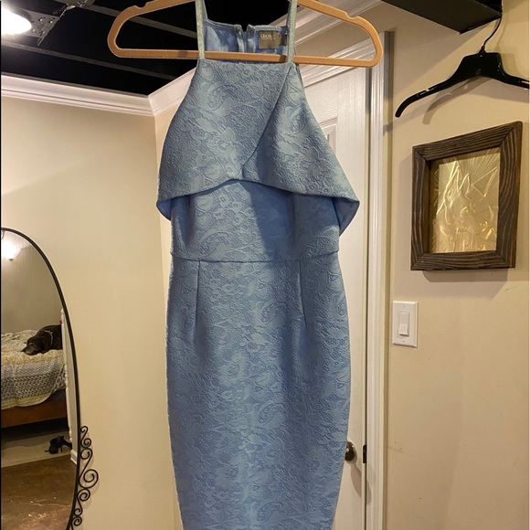 Light blue lace one shoulder midi dress - Picture 5 of 8